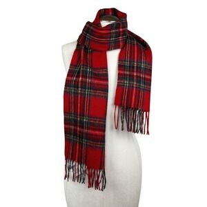 Edinburgh 100% Lambswool Tartan Scarf Royal Stewart Red Plaid 64"x10" A03248